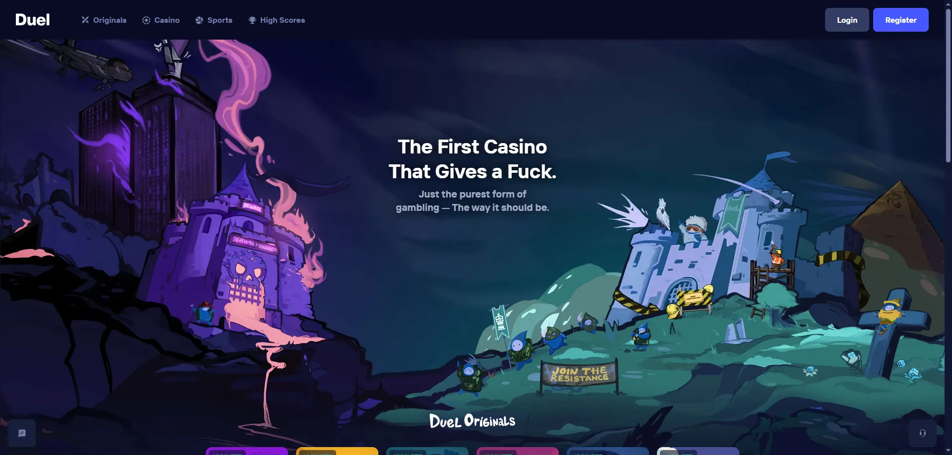 Lobby de Duel Casino con más de 5000 juegos disponibles